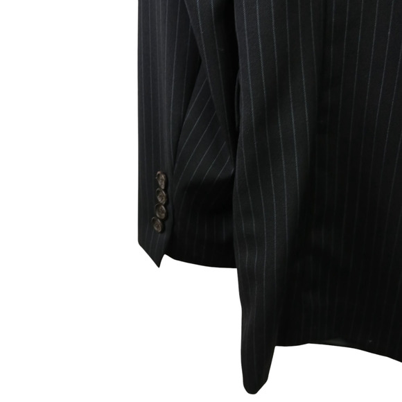 Lauren Ralph Lauren Mens SZ 40L 100% Wool Black Pinstriped 2 Button Blazer - Picture 5 of 8
